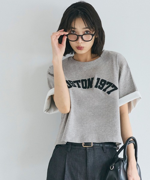 coca（coca）（コカ）の「オーバーシルエットロゴTシャツ（Tシャツ/カットソー・レディース・ホワイト/グレー・S/L/M）」の11枚目の写真