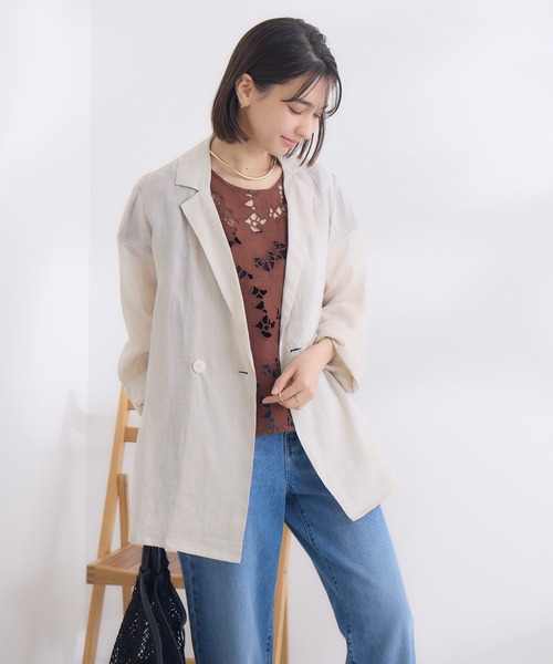 KATHARINE ROSS（キャサリンロス）の「【KATHARINE ROSS】リネンジャケット（テーラードジャケット・レディース・ベージュ/モカ・MEDIUM）」の7枚目の写真