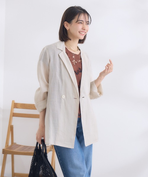 KATHARINE ROSS（キャサリンロス）の「【KATHARINE ROSS】リネンジャケット（テーラードジャケット・レディース・ベージュ/モカ・MEDIUM）」の8枚目の写真