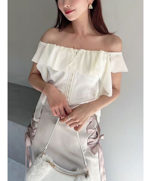 RESEXXY（リゼクシー）の「コルセットラッフルブラウス（シャツ/ブラウス・レディース・グレー/ホワイト/ブラック・FREE）」の2枚目の写真