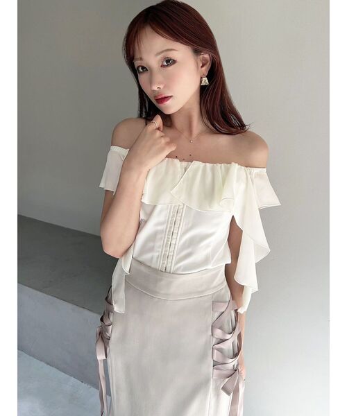 RESEXXY（リゼクシー）の「コルセットラッフルブラウス（シャツ/ブラウス・レディース・グレー/ホワイト/ブラック・FREE）」の4枚目の写真