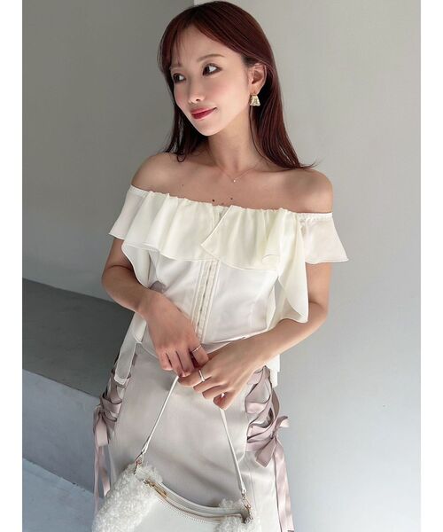 RESEXXY（リゼクシー）の「コルセットラッフルブラウス（シャツ/ブラウス・レディース・グレー/ホワイト/ブラック・FREE）」の5枚目の写真