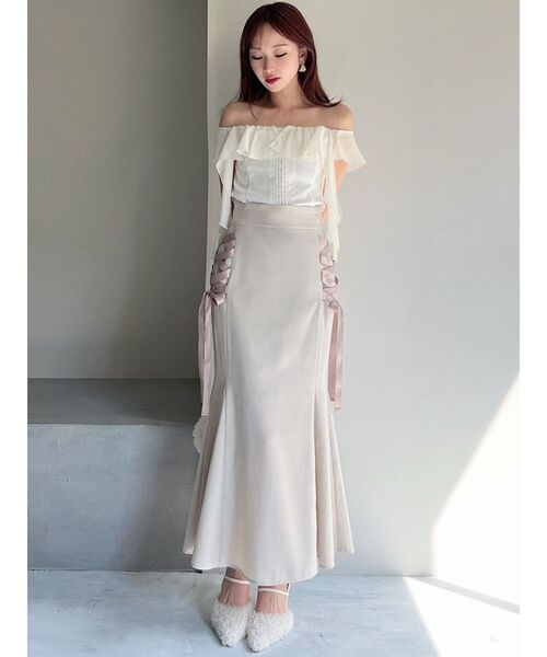 RESEXXY（リゼクシー）の「コルセットラッフルブラウス（シャツ/ブラウス・レディース・グレー/ホワイト/ブラック・FREE）」の6枚目の写真