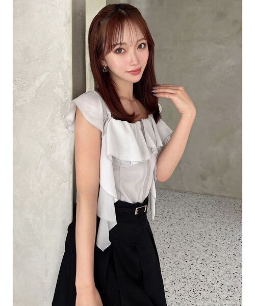 RESEXXY（リゼクシー）の「コルセットラッフルブラウス（シャツ/ブラウス・レディース・グレー/ホワイト/ブラック・FREE）」の9枚目の写真