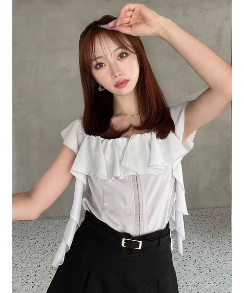 RESEXXY（リゼクシー）の「コルセットラッフルブラウス（シャツ/ブラウス・レディース・グレー/ホワイト/ブラック・FREE）」の10枚目の写真