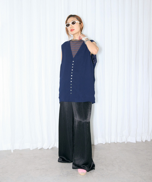 CITYSHOP(シティーショップ)の「SATIN EASY パンツ(その他パンツ・レディース・ブラック/ブラウン・36/38)」の4枚目の写真