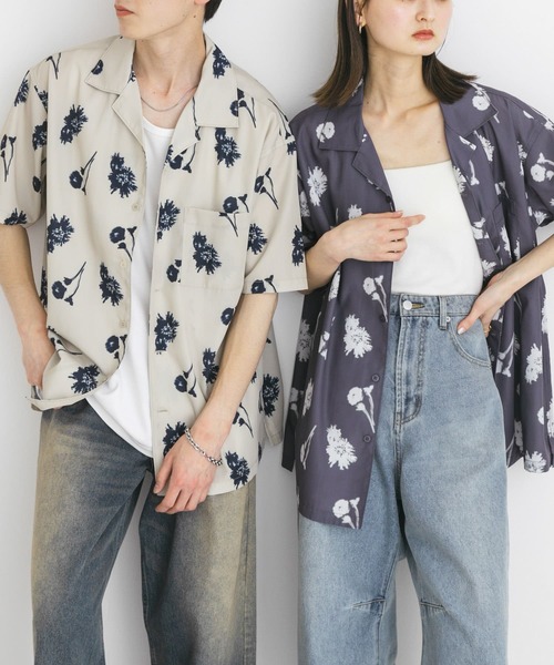 SENSE OF PLACE by URBAN RESEARCH(センスオブプレイスバイアーバンリサーチ)の「『ユニセックス』ボタニカルオープンカラーショートスリーブシャツ(シャツ/ブラウス・メンズ・ブルー/ベージュ/チャコールグレー・LARGE/MEDIUM)」の19枚目の写真