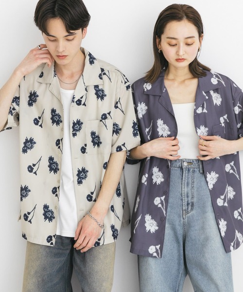 SENSE OF PLACE by URBAN RESEARCH(センスオブプレイスバイアーバンリサーチ)の「『ユニセックス』ボタニカルオープンカラーショートスリーブシャツ(シャツ/ブラウス・メンズ・ブルー/ベージュ/チャコールグレー・LARGE/MEDIUM)」の18枚目の写真
