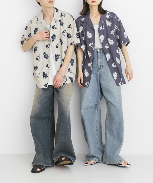 SENSE OF PLACE by URBAN RESEARCH(センスオブプレイスバイアーバンリサーチ)の「『ユニセックス』ボタニカルオープンカラーショートスリーブシャツ(シャツ/ブラウス・メンズ・ブルー/ベージュ/チャコールグレー・LARGE/MEDIUM)」の16枚目の写真