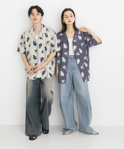 SENSE OF PLACE by URBAN RESEARCH(センスオブプレイスバイアーバンリサーチ)の「『ユニセックス』ボタニカルオープンカラーショートスリーブシャツ(シャツ/ブラウス・メンズ・ブルー/ベージュ/チャコールグレー・LARGE/MEDIUM)」の15枚目の写真