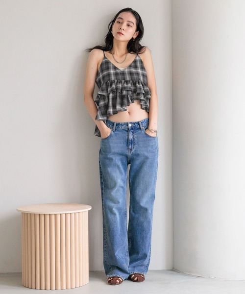 LOWRYS FARM(ローリーズファーム)の「オンブレチェックビスチェ 576770(キャミソール・レディース・チャコールグレー/レッド・FREE)」の3枚目の写真