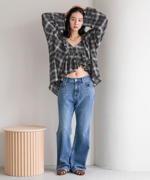 LOWRYS FARM(ローリーズファーム)の「オンブレチェックビスチェ 576770(キャミソール・レディース・チャコールグレー/レッド・FREE)」の6枚目の写真