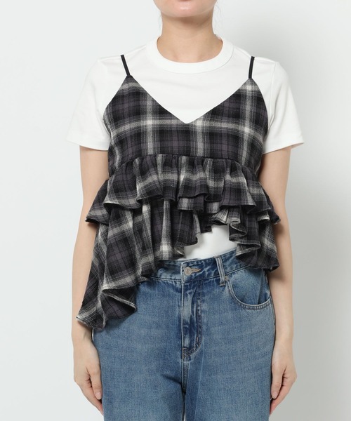 LOWRYS FARM(ローリーズファーム)の「オンブレチェックビスチェ 576770(キャミソール・レディース・チャコールグレー/レッド・FREE)」の11枚目の写真