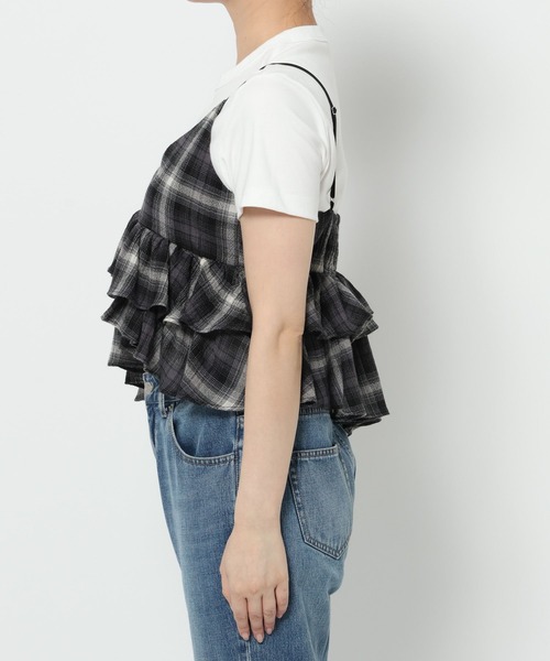 LOWRYS FARM(ローリーズファーム)の「オンブレチェックビスチェ 576770(キャミソール・レディース・チャコールグレー/レッド・FREE)」の12枚目の写真