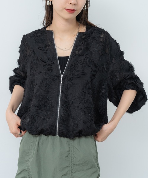 ANNA LUNA(アンナルナ)の「【ANNA LUNA】着こなしの 主役になる 表情豊かな ジャカード ブルゾン(ブルゾン・レディース・ブラック/オフホワイト・MEDIUM)」の6枚目の写真
