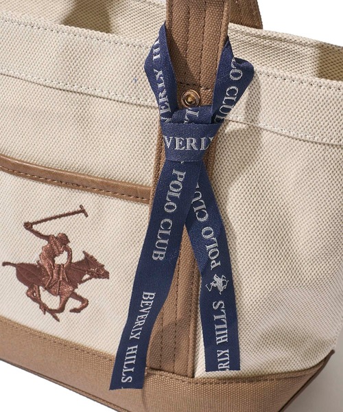 BEVERLY HILLS POLO CLUB(ビバリーヒルズポロクラブ)の「【Beverly Hills Polo Club/ビバリーヒルズポロクラブ】ポニー刺繍エルガリー生地トートバッグ(テープショルダー付属)(トートバッグ・レディース・ブラック/ネイビー/ブラウン・FREE)」の15枚目の写真