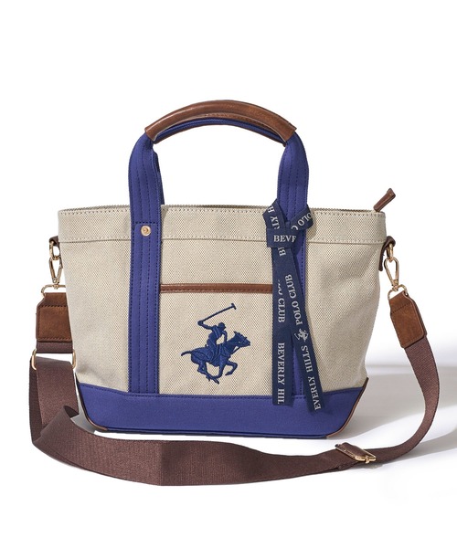 BEVERLY HILLS POLO CLUB(ビバリーヒルズポロクラブ)の「【Beverly Hills Polo Club/ビバリーヒルズポロクラブ】ポニー刺繍エルガリー生地トートバッグ(テープショルダー付属)(トートバッグ・レディース・ブラック/ネイビー/ブラウン・FREE)」の9枚目の写真