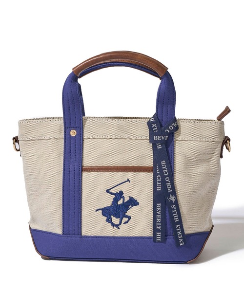 BEVERLY HILLS POLO CLUB(ビバリーヒルズポロクラブ)の「【Beverly Hills Polo Club/ビバリーヒルズポロクラブ】ポニー刺繍エルガリー生地トートバッグ(テープショルダー付属)(トートバッグ・レディース・ブラック/ネイビー/ブラウン・FREE)」の10枚目の写真