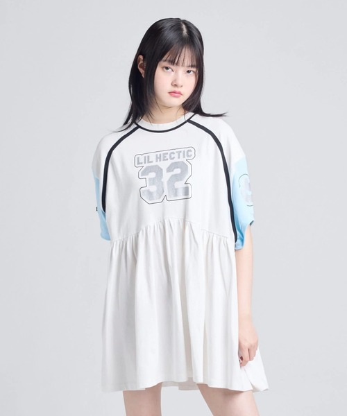 Little sunny bite（リトルサニーバイト）の「littlesunnybite/リトルサニーバイト/numbering dress（ワンピース・レディース・ホワイト/ピンク/モスグリーン・M/S）」の2枚目の写真