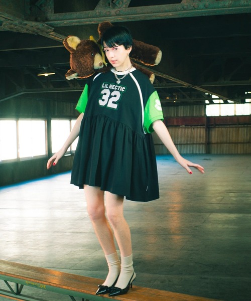 Little sunny bite（リトルサニーバイト）の「littlesunnybite/リトルサニーバイト/numbering dress（ワンピース・レディース・ホワイト/ピンク/モスグリーン・M/S）」の3枚目の写真