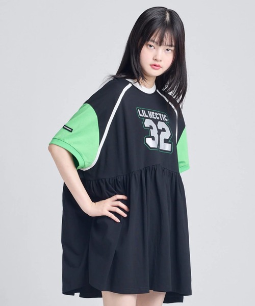 Little sunny bite（リトルサニーバイト）の「littlesunnybite/リトルサニーバイト/numbering dress（ワンピース・レディース・ホワイト/ピンク/モスグリーン・M/S）」の4枚目の写真