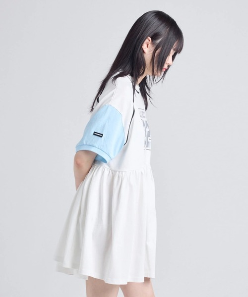 Little sunny bite（リトルサニーバイト）の「littlesunnybite/リトルサニーバイト/numbering dress（ワンピース・レディース・ホワイト/ピンク/モスグリーン・M/S）」の6枚目の写真