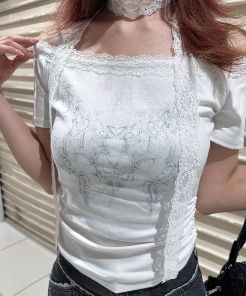tシャツ A'GEM/9 × .kom 「.KOM/ドットケーオーエム」 オフショルダーアシンメトリーTEE レディース KOM tシャツ A'GEM/9 × .kom 「.KOM/ドットケーオーエム