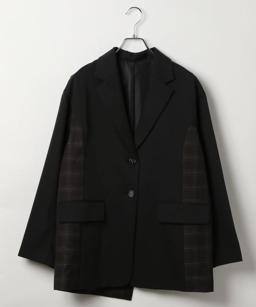 PAGEBOY(ページボーイ)の「【セットアップ対応】チェックMIXジャケット 《2サイズ展開》(テーラードジャケット・レディース・ブラック/ダークブラウン/チャコールグレー・SMALL/MEDIUM)」の7枚目の写真