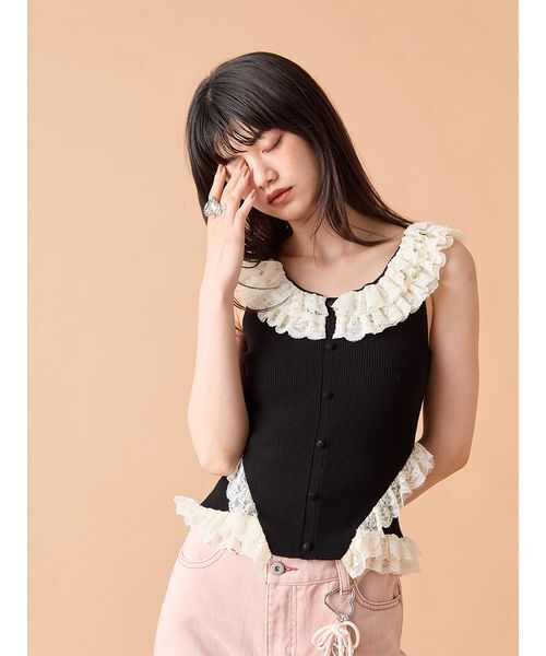 LILY BROWN◎2wayレースフリルニットトップス 2wayレースフリルニットトップス（ニット/セーター）｜LILY