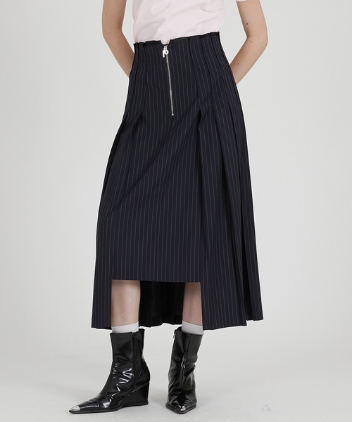 PRANK PROJECT(プランクプロジェクト)の「イレギュラープリーツスカート / Irregular Pleated Skirt(スカート・レディース・ネイビー/グレー・36/38)」の2枚目の写真