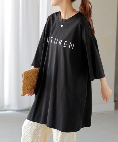 HUG.U(ハグユー)の「接触冷感ロゴTシャツ(Tシャツ/カットソー・レディース・パープル/ライトグレー/ホワイト/ブラック・FREE)」の3枚目の写真