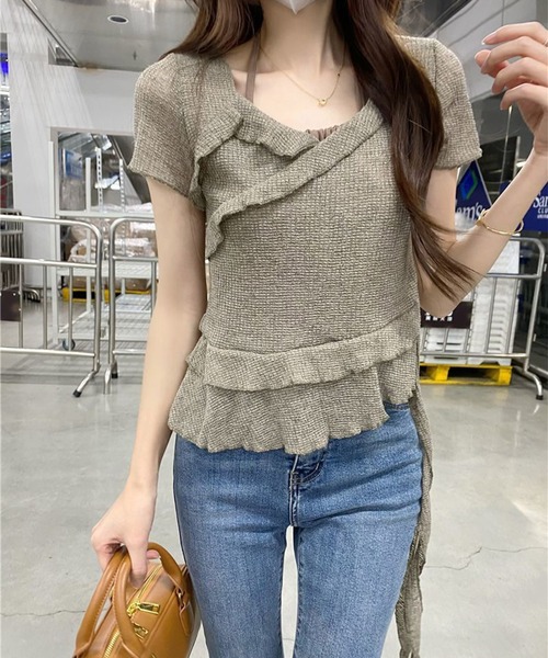 LYEON(リヨン)の「アシメフリルホルターレイヤードトップス(Tシャツ/カットソー・レディース・グレー/オフホワイト/ベージュ・FREE)」の15枚目の写真