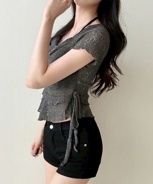 LYEON(リヨン)の「アシメフリルホルターレイヤードトップス(Tシャツ/カットソー・レディース・グレー/オフホワイト/ベージュ・FREE)」の9枚目の写真