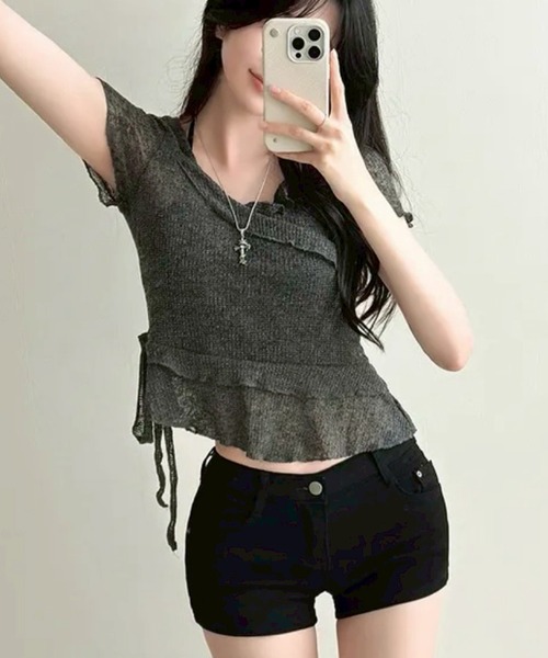 LYEON(リヨン)の「アシメフリルホルターレイヤードトップス(Tシャツ/カットソー・レディース・グレー/オフホワイト/ベージュ・FREE)」の11枚目の写真