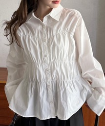 Eclat one（エクラワン）の「【Eclat one】ギャザー ビスチェデザイン シャツ ブラウス（シャツ/ブラウス）」