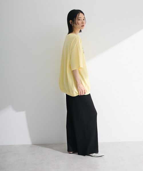 Green Parks(グリーンパークス)の「カレッジロゴ刺繍5分袖チュニック(チュニック・レディース・チャコールグレー/オフホワイト/イエロー/ブルー・FREE)」の7枚目の写真