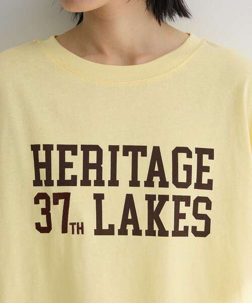 Green Parks(グリーンパークス)の「カレッジロゴ刺繍5分袖チュニック(チュニック・レディース・チャコールグレー/オフホワイト/イエロー/ブルー・FREE)」の13枚目の写真