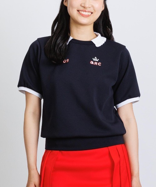 LADIES>フリル襟UV冷感ダンボールプルオーバー（Tシャツ