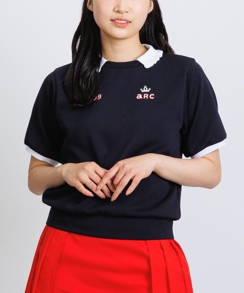 LADIES>フリル襟UV冷感ダンボールプルオーバー（Tシャツ