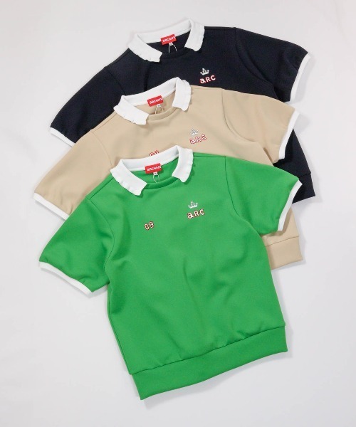 archivio ポロシャツ 38サイズ 緑 LADIES>フリル襟UV冷感ダンボールプルオーバー（Tシャツ
