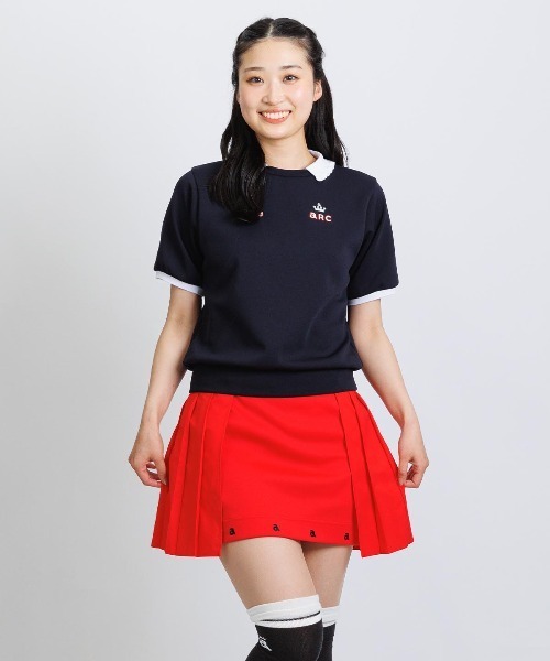 LADIES>フリル襟UV冷感ダンボールプルオーバー（Tシャツ