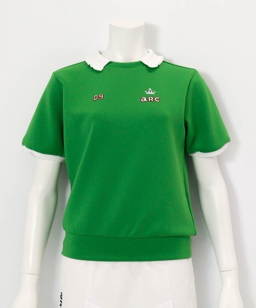 archivio ポロシャツ 38サイズ 緑 LADIES>フリル襟UV冷感ダンボールプルオーバー（Tシャツ