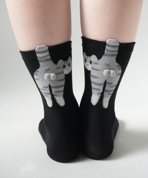 Port / ポート 】 キャット バックスタイル ソックス / ねこ ユニーク