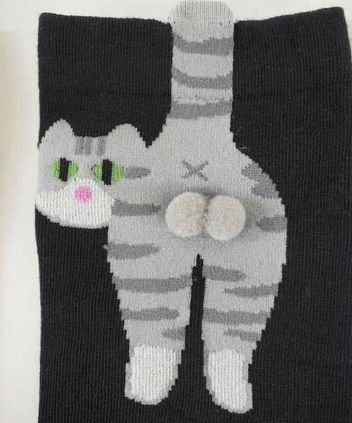 ルーソックス 猫 キャット セール】【 Port / ポート 】 キャット バックスタイル ソックス