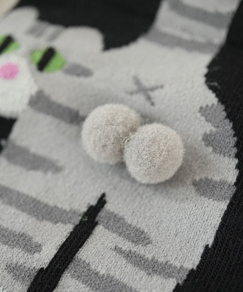 Port（ポート）の「【 Port / ポート 】 キャット バックスタイル ソックス / ねこ ユニーク 靴下 ( 23㎝ ~ 25㎝ ) #（ソックス/靴下・レディース・ブラック/ホワイト・FREE）」の3枚目の写真