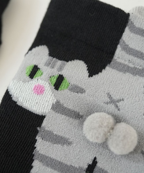 Port（ポート）の「【 Port / ポート 】 キャット バックスタイル ソックス / ねこ ユニーク 靴下 ( 23㎝ ~ 25㎝ ) #（ソックス/靴下・レディース・ブラック/ホワイト・FREE）」の4枚目の写真