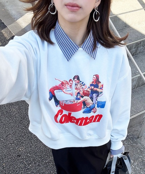 COLEMAN（コールマン）の「【Coleman】Vintage Cooler print　ヴィンテージコールマンプリントスウェット（スウェット・レディース・ネイビー/ブラウン/ホワイト/ブラック・S/L/M）」の2枚目の写真