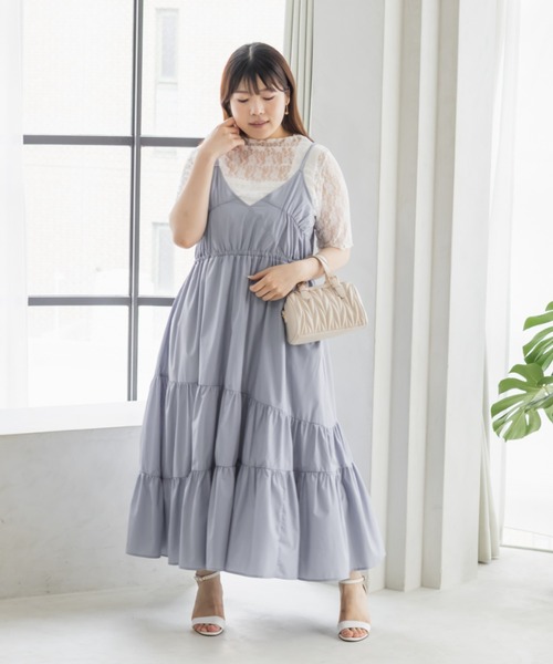 CLETTE(クレット)の「CLETTEオリジナルななめティアードギャザーキャミワンピース(ワンピース・レディース・グリーン/ブラック/ブルー/グレー・4L/3L/LL)」の17枚目の写真