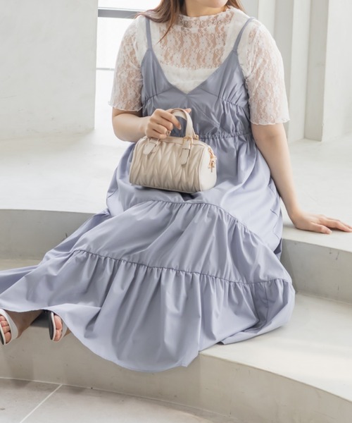 CLETTE(クレット)の「CLETTEオリジナルななめティアードギャザーキャミワンピース(ワンピース・レディース・グリーン/ブラック/ブルー/グレー・4L/3L/LL)」の20枚目の写真