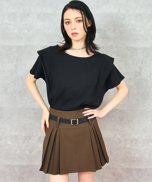 ANAP(アナップ)の「フリル スリーブ Tシャツ(Tシャツ/カットソー・レディース・ホワイト/ブラック/イエロー・FREE)」の7枚目の写真